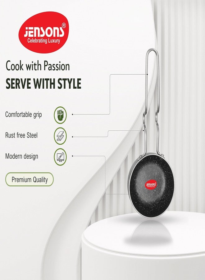 Jensons Cuisine Premium Non Stick Tadka Pan with Steel Handle | Vaghar | Chouk Pan | Tadka Pan 10 cm Diameter 0.5 L Capacity - Image 4